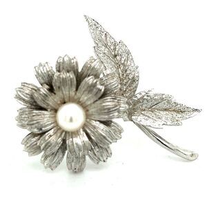 Mikimoto Estate Akoya Pearl Brooch Pin Sterling Silver 6.16 mm M321
